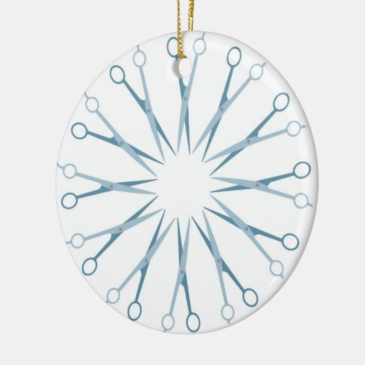 Barber, Haarstylist Blue Shears kerstversiering Keramisch Ornament (Links)