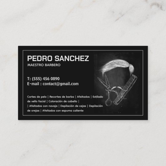 Barber Haarstylist tweetalig Spaans Visitekaartje (Achterkant)