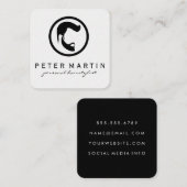 Barber Hair Cut Logo Vierkante Visitekaartje (Voorkant / Achterkant)