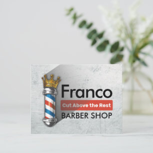 Barber Hair Shop King Crown Barber Pole Hair Salon Briefkaart
