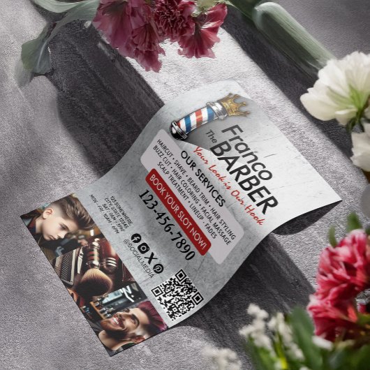 Barber Hair Shop King Crown Barber Pole Hair Salon Flyer