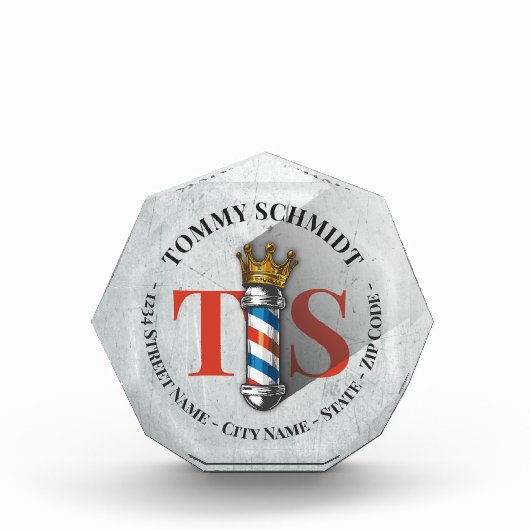 Barber Hair Shop King Crown Barber Pole Hair Salon Fotoblokken (Voorkant)