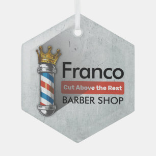 Barber Hair Shop King Crown Barber Pole Hair Salon Glas Ornament