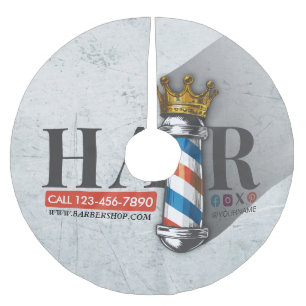 Barber Hair Shop King Crown Barber Pole Hair Salon Kerstboom Rok