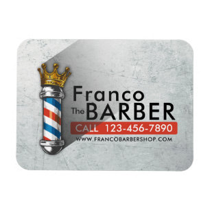 Barber Hair Shop King Crown Barber Pole Hair Salon Magneet