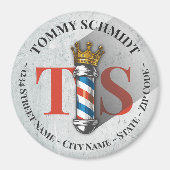 Barber Hair Shop King Crown Barber Pole Hair Salon Magneet (Voorkant)