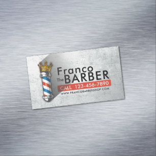 Barber Hair Shop King Crown Barber Pole Hair Salon Magnetisch Visitekaartje