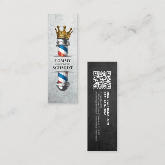 Barber Hair Shop King Crown Barber Pole Hair Salon Mini Visitekaartje (Voorkant / Achterkant)