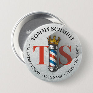 Barber Hair Shop King Crown Barber Pole Hair Salon Ronde Button 7,6 Cm