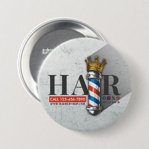 Barber Hair Shop King Crown Barber Pole Hair Salon Ronde Button 7,6 Cm