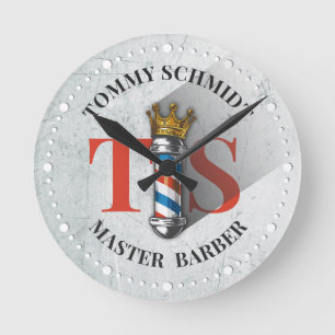 Barber Hair Shop King Crown Barber Pole Hair Salon Ronde Klok