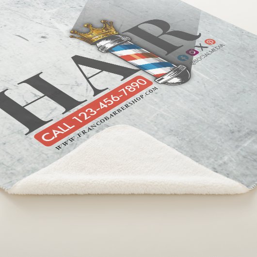 Barber Hair Shop King Crown Barber Pole Hair Salon Sherpa Deken (3/4)