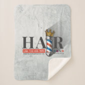 Barber Hair Shop King Crown Barber Pole Hair Salon Sherpa Deken (Voorkant)