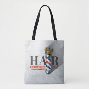 Barber Hair Shop King Crown Barber Pole Hair Salon Tote Bag