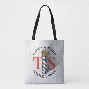 Barber Hair Shop King Crown Barber Pole Hair Salon Tote Bag
