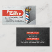 Barber Hair Shop King Crown Barber Pole Hair Salon Visitekaartje (Voorkant / Achterkant)