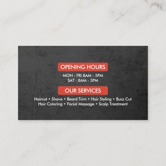 Barber Hair Shop King Crown Barber Pole Hair Salon Visitekaartje (Achterkant)