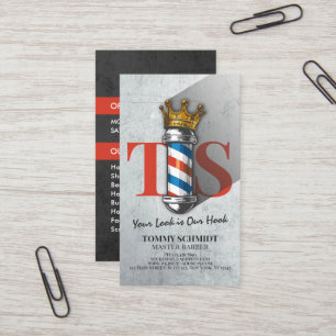 Barber Hair Shop King Crown Barber Pole Hair Salon Visitekaartje