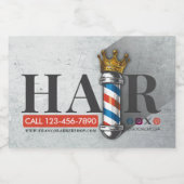 Barber Hair Shop King Crown Barber Pole Hair Salon Voedselcontainer Etiket (Enkel label)