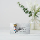 Barber Hair Shop Royal Crown Barber Pole QR-code Visitekaartje (Staand voorkant)