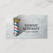 Barber Hair Shop Royal Crown Barber Pole QR-code Visitekaartje (Voorkant)