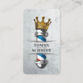 Barber Hair Shop Royal Crown Barber Pole QR-code Visitekaartje (Voorkant)