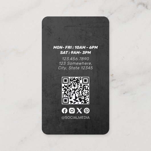 Barber Hair Shop Royal Crown Barber Pole QR-code Visitekaartje (Achterkant)