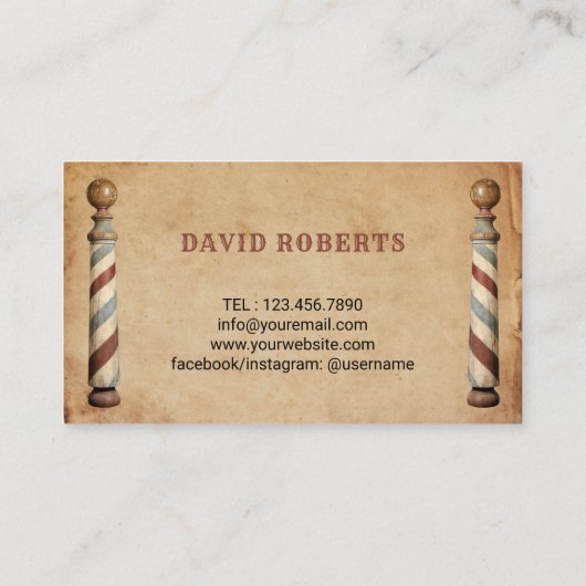 Barber Hair Stylist Barbershop  Kraft Visitekaartje (Achterkant)