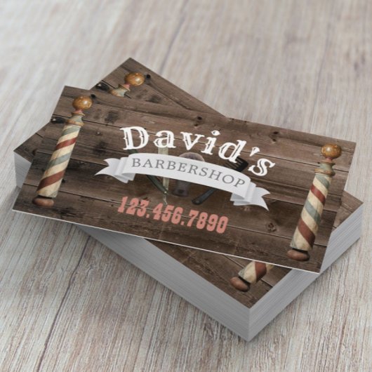 Barber Hair Stylist Barbershop Rustic Barn Wood Visitekaartje