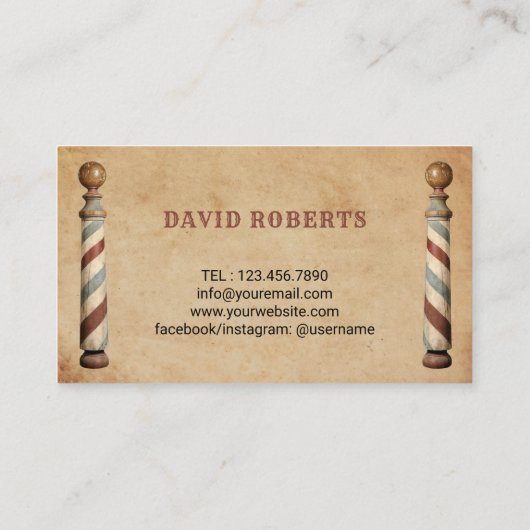 Barber Hair Stylist Barbershop Rustic Barn Wood Visitekaartje (Achterkant)