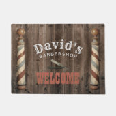 Barber Hair Stylist Barbershop Welkom Rustisch Hoo Deurmat (Voorkant)