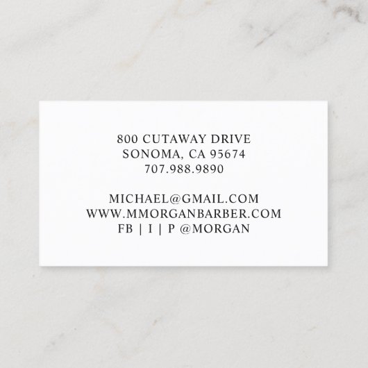 Barber Hair Stylist Modern Script Monogram Visitekaartje (Achterkant)