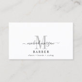 Barber Hair Stylist Modern Script Monogram Visitekaartje (Voorkant)