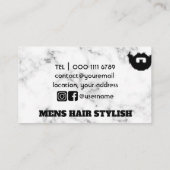 Barber Hair Stylist moderne marmerluxe Visitekaartje (Achterkant)