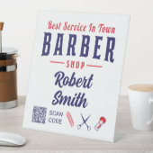 Barber Hair Stylist QR Code Barbershop Reclamebord Met Voetstuk (Insitu)