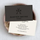 Barber Hair Stylist Schaar Donkerbruin Suede Visitekaartje