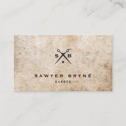 Barber Hair Stylist Scissors Rustic Visitekaartje (Voorkant)