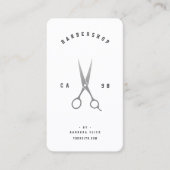 Barber Hair Stylist Zilveren Schaar Minimaal Wit Visitekaartje (Voorkant)