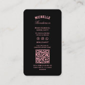 Barber Hair Stylist Zwart Roze Paarse Schaar Visitekaartje (Achterkant)