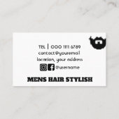 Barber Hair Stylist zwarte moderne mode Barber Visitekaartje (Achterkant)