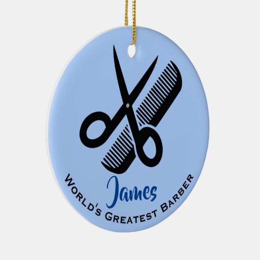 Barber Haircut Design Ceramic Ornament (Rechts)