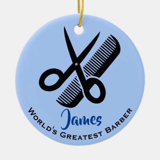 Barber Haircut Design Ceramic Ornament (Voorkant)