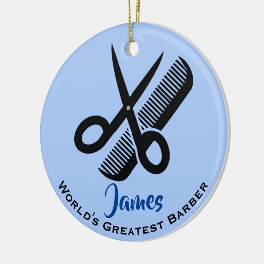 Barber Haircut Design Ceramic Ornament (Links)