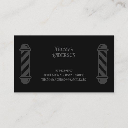 Barber Haircut Minimalist Zwart Grijs Visitekaartje (Achterkant)