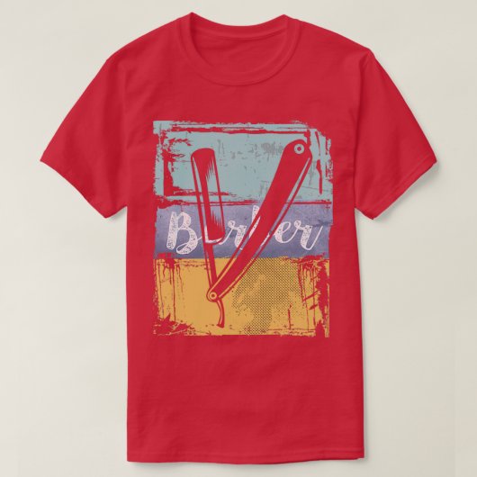 Barber Hairdresser Retro Razor T-shirt (Design voorkant)
