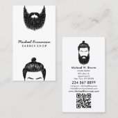 Barber hipster baard snor qr code visitekaartje (Voorkant / Achterkant)