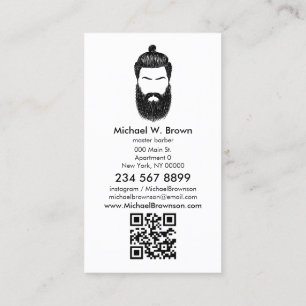 Barber hipster baard snor qr code visitekaartje