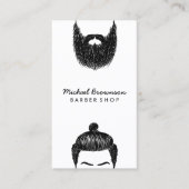 Barber hipster baard snor qr code visitekaartje (Voorkant)