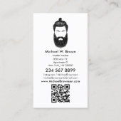 Barber hipster baard snorharen qr code visitekaartje (Achterkant)