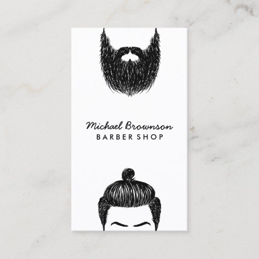 Barber hipster baard snorharen qr code visitekaartje (Voorkant)